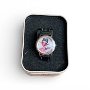 Vintage Betty Boop Black Leather Watch